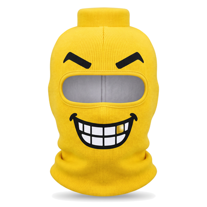 Pasamontañas divertido con cara sonriente